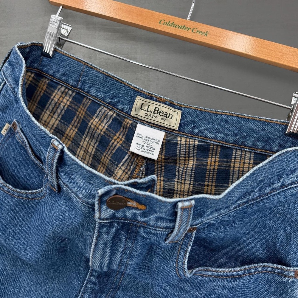 L.L.Bean Classic Fit Jeans Blue Flannel Lined Denim 32 x 30